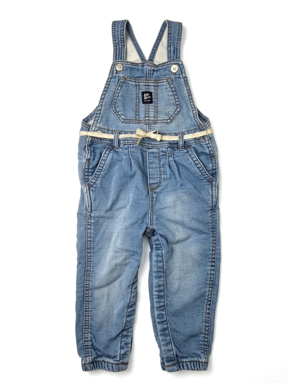 Baby B'gosh 24M Denim Overalls Gold Shimmer Bow Accents